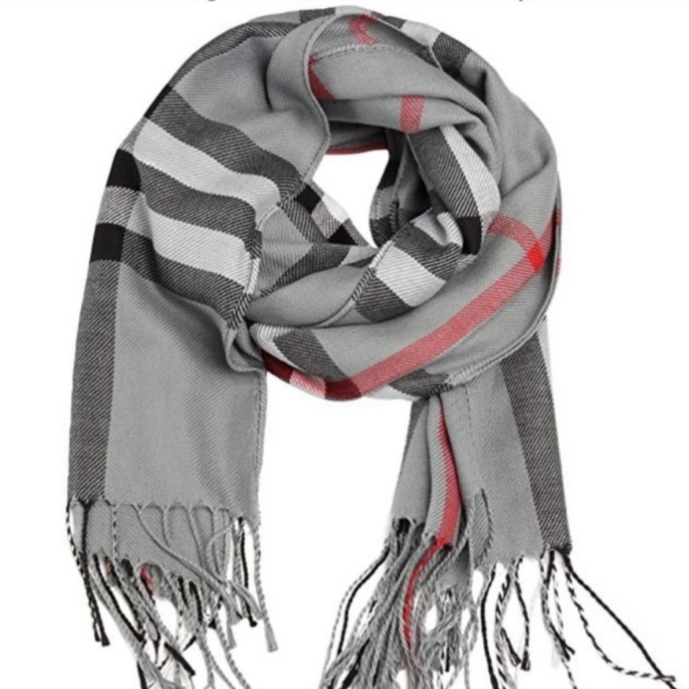 Gray Classic Plaid Giant Check Scarf - Picture 3 of 8